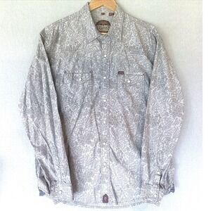 Rafter C Red Dirt Collection Mens XL Grey Paisley Western Pearl Snap Shirt